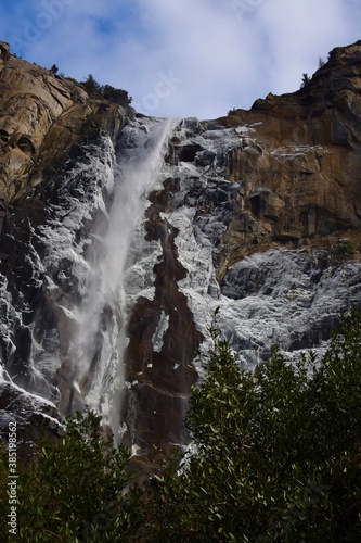 waterfall in the mountains yosemite 