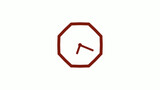 New red dark counting down cock icon on white background, 12 hours clock icon