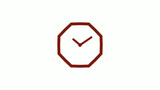 New red dark counting down cock icon on white background, 12 hours clock icon