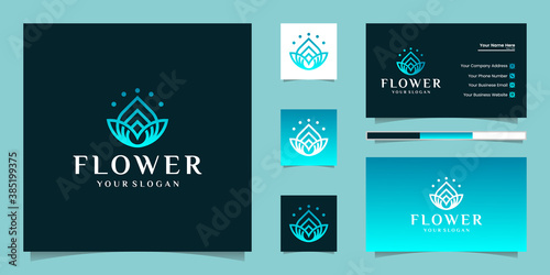 flower line art style logo design. yoga center, spa, beauty salon luxury logo. logo design, icon and business card