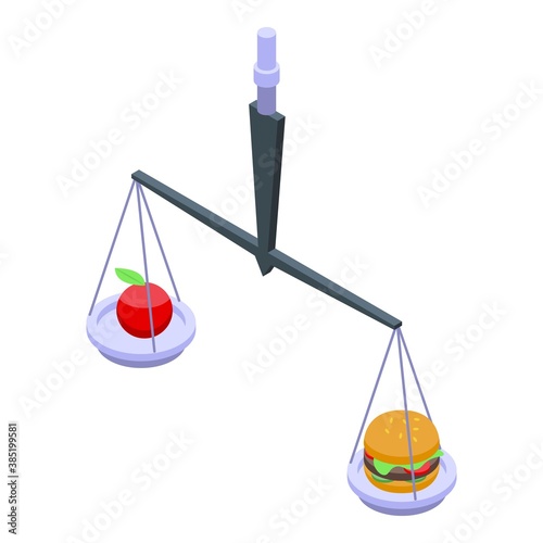 Food comparison icon. Isometric of food comparison vector icon for web design isolated on white background