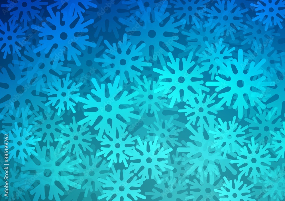 Light BLUE vector template with ice snowflakes. Light BLUE vector template with ice snowflakes.