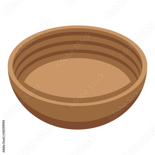 Wood bowl icon. Isometric of wood bowl vector icon for web design isolated on white background