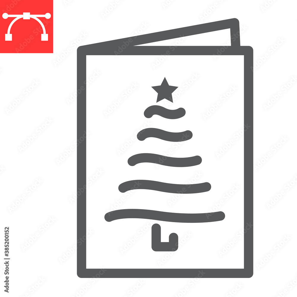 Fototapeta premium Christmas greeting card line icon, merry christmas and invitation, greeting card sign vector graphics, editable stroke linear icon, eps 10.