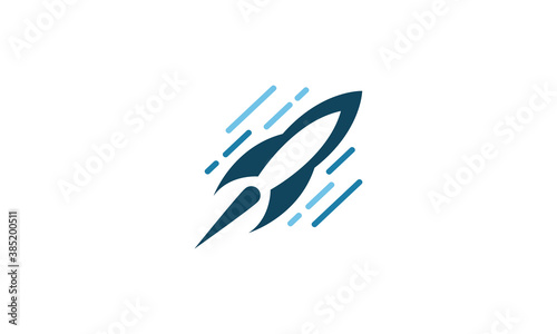 Creative Vector Illustration Logo Design. Flying Rocket Minimalist Concept.