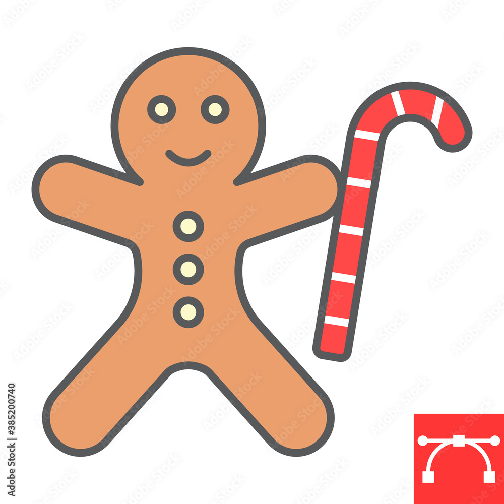 Gingerbread man color line icon, merry christmas and cookie, gingerbread man sign vector graphics, editable stroke filled outline icon, eps 10. Gingerbread man color line icon, merry christmas and cookie, gingerbread man sign vector graphics, editable stroke filled outline icon, eps 10.