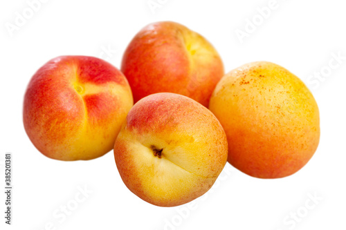 Apricots fruit closeup. Vitamin fruits. Isolated over white background