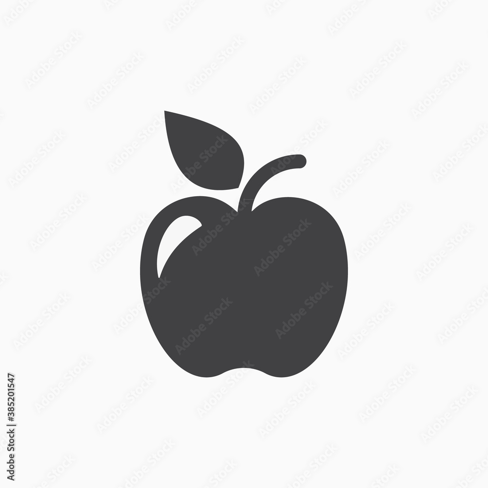 Apple fruit silhouette icon vector Apple fruit silhouette icon vector