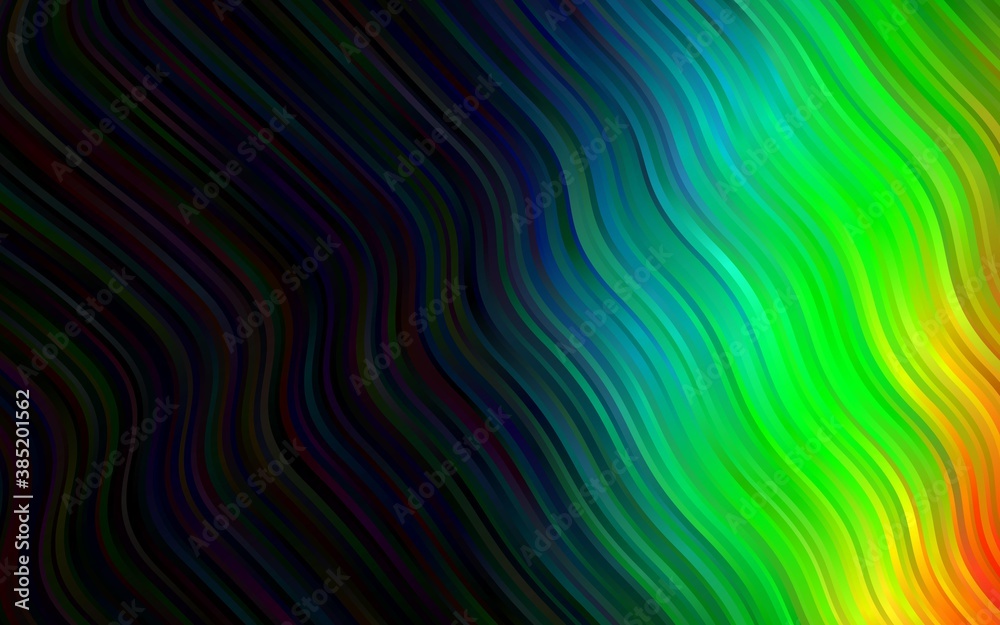 Obraz premium Dark Multicolor, Rainbow vector background with curved circles.