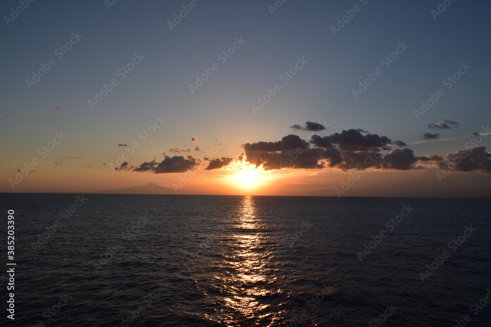 Sunrise from the ship in Hokkaido, Japan Sunrise from the ship in Hokkaido, Japan