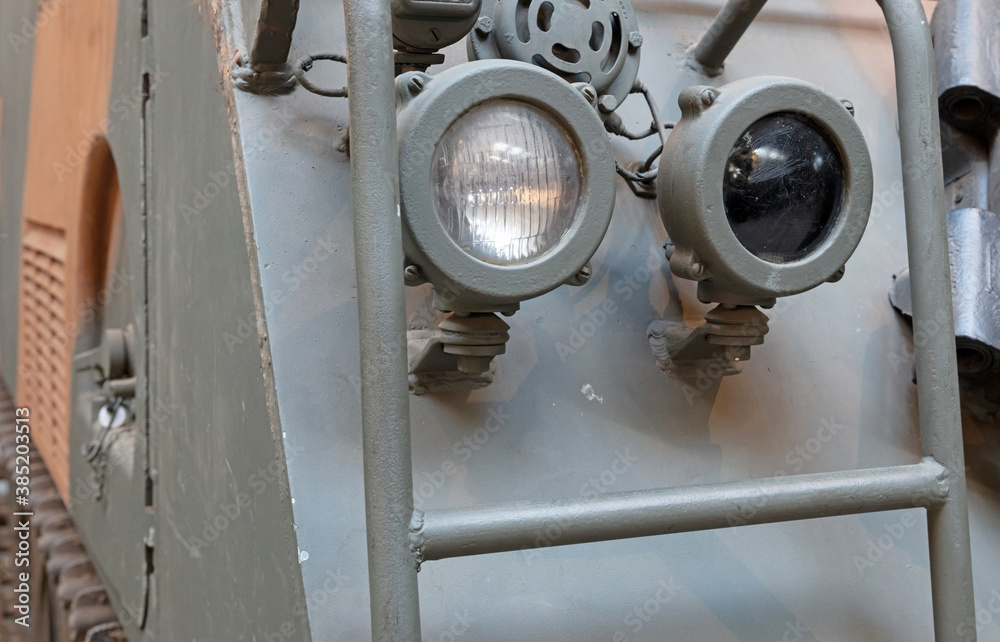 Fototapeta premium Front lights of an old tank