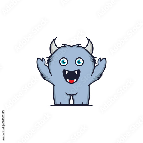 Vector Illustration Of Funny Big Hairy Monster