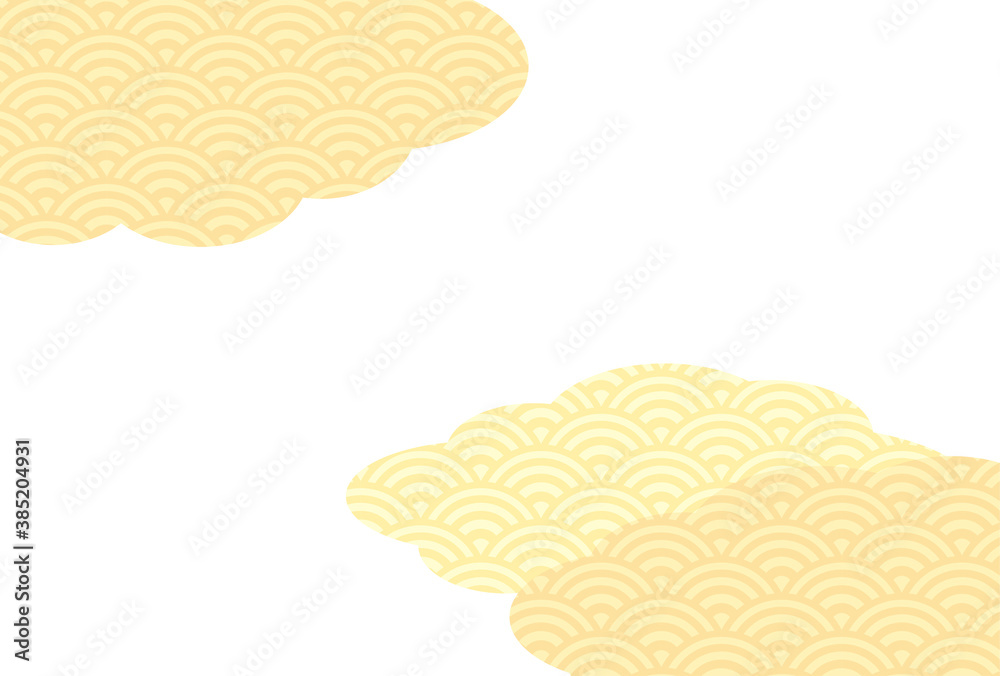 ハガキサイズ和風背景素材青海波の雲stock Vector Adobe Stock