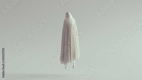 Konstfotografi White Ghost Spirit Floating Tormented Pose 3d illustration