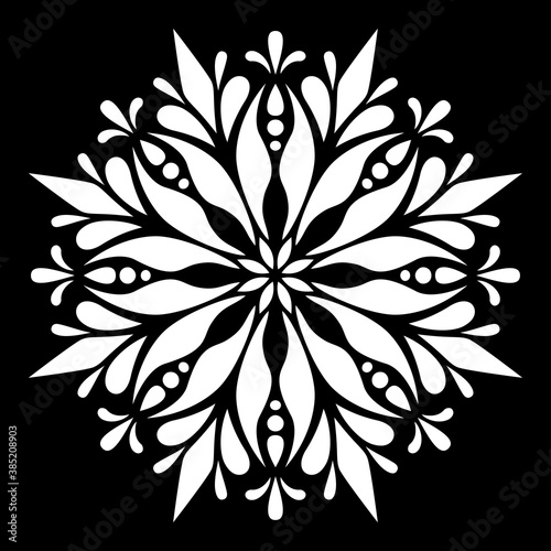 White mandala on black Pattern Stencil Doodles Sketch