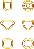 Set 3d metallic golden shield icon symbol template