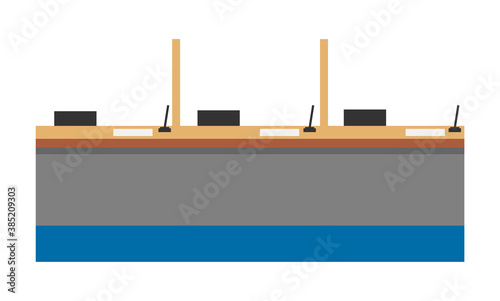 Bank counter for customer service. Isolated on white background. Flat design. Vector illustration.