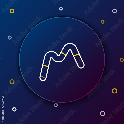 Line Jelly worms candy icon isolated on blue background. Colorful outline concept. Vector.