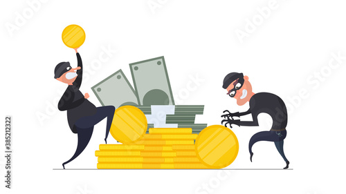 Canvas Print Two robbers steal gold coins