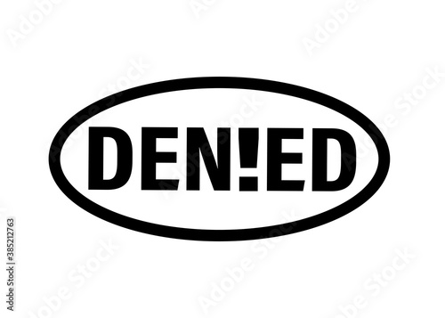 Denied stamp on white background, denied 