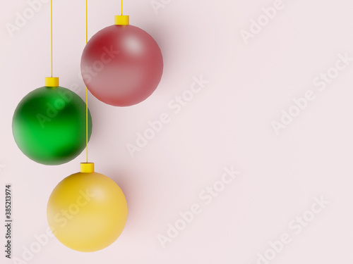 Three Christmas balls with background for New Year text