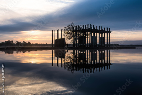 beautiful landscape of the lake of the city of Azur in the south west of France