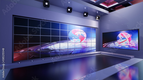 3D Virtual TV Studio News  3d illustration