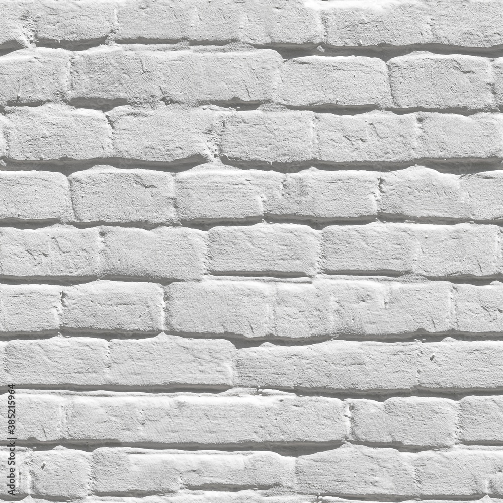 Fototapeta premium White brick wall seamless background - texture pattern for continuous replicate.