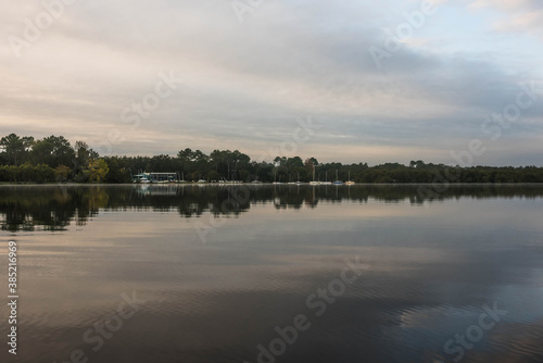 pretty landscape of the lake of the town of Soustons in the south west of France © Image'in