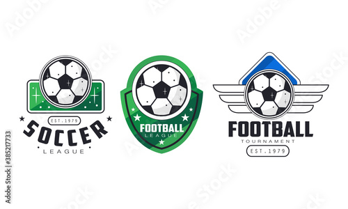 Football and Soccer Badges or Labels Vector Set