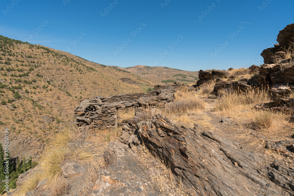 Abandoned houses in the Sierra de los Filabres in Spain