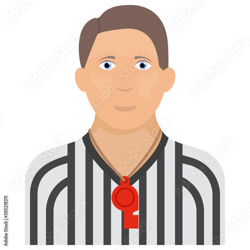 
Human avatar having whistle symbolizing umpire icon
