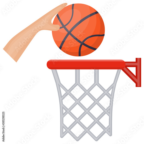 
A basketball rim and net basketball hoop vector icon isolated on a white background
