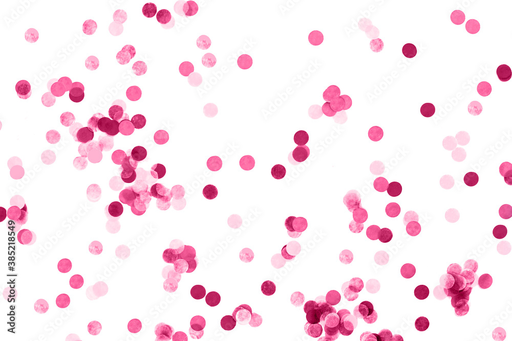 Bright red confetti isolated on white background.