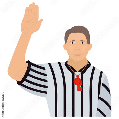 
Human avatar having whistle symbolizing umpire icon
