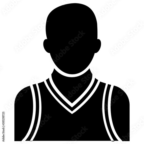 
A human avatar wearing sleeveless vest denoting icon of sportsman
