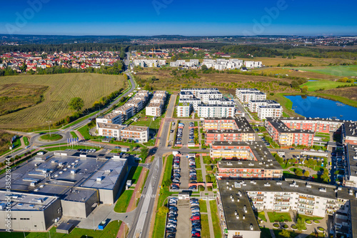 Aerial scenery of residential area in Pruszcz Gdanski in Poland © Patryk Kosmider
