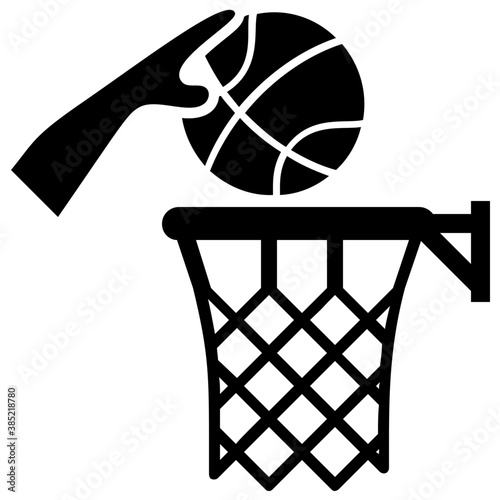 
A basketball rim and net basketball hoop vector icon isolated on a white background
