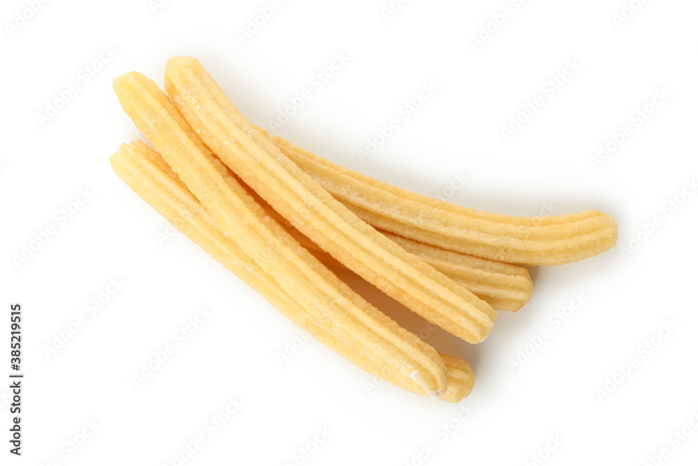 Tasty sweet churros isolated on white background Tasty sweet churros isolated on white background