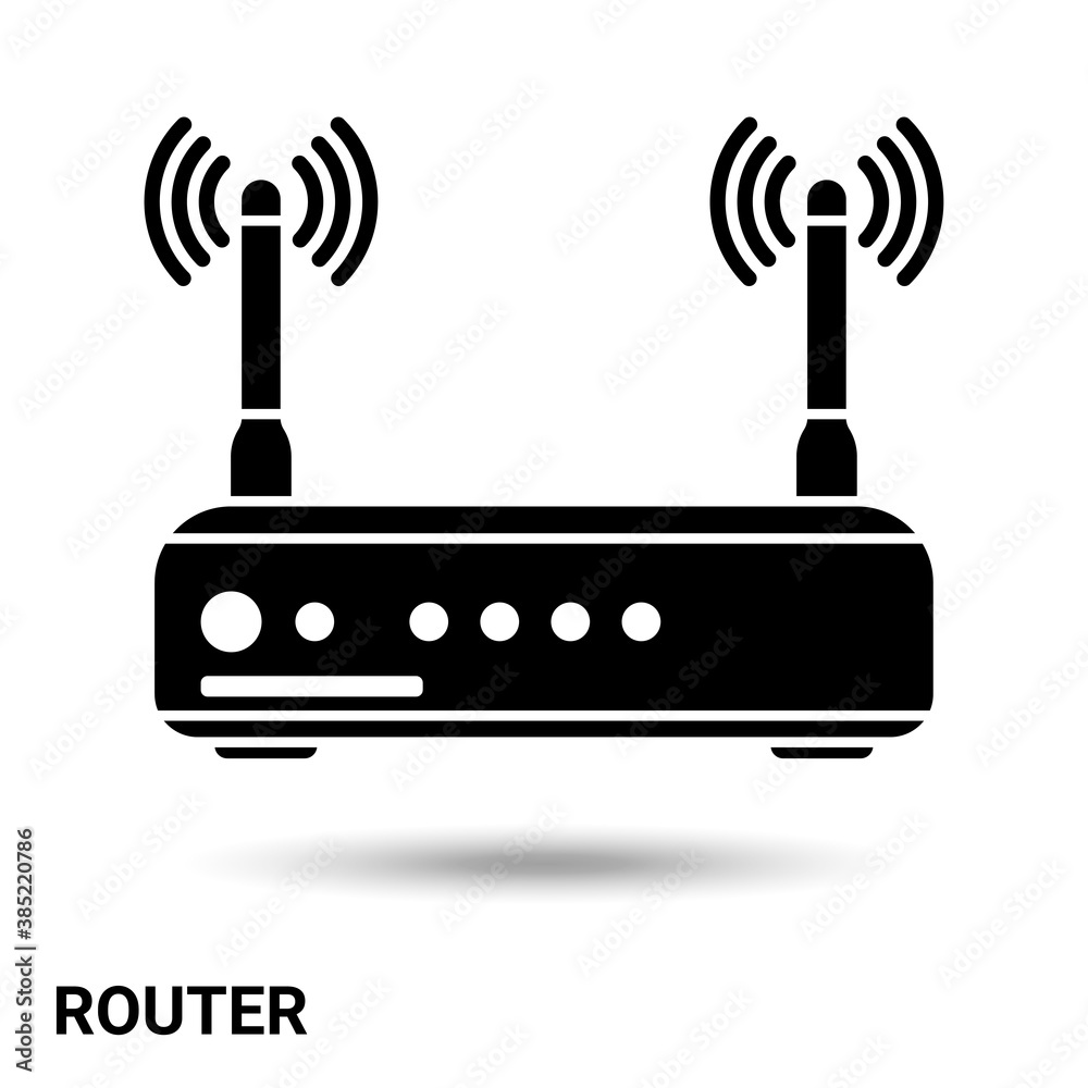The router icon. The router is isolated on a light background. Vector illustration. The router icon. The router is isolated on a light background. Vector illustration.