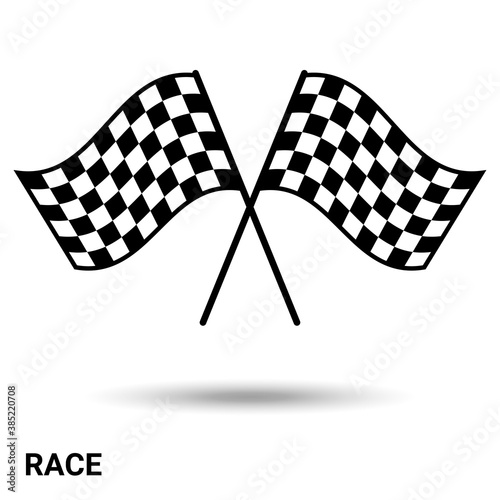 Race icon. Race flags isolated on a light background. Vector illustration.