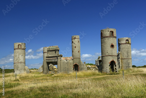 Wild coast near Camaret-sur-Mer, Ruins of the mansion in the Finistere departement of Brittany in northwestern France. photo