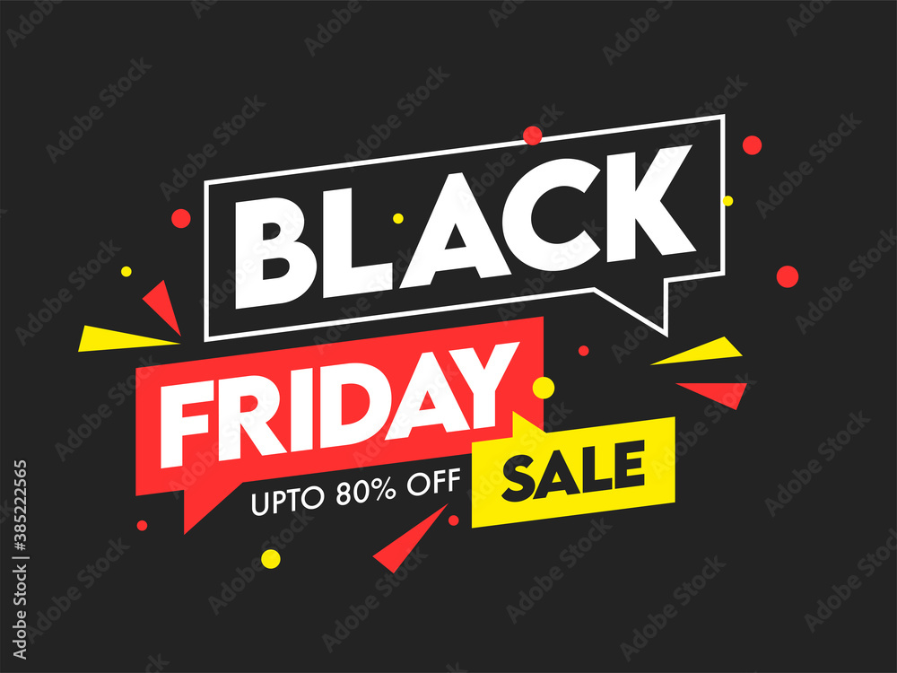 UP TO 80% Off for Black Friday Sale Poster Design with Chat Boxes.