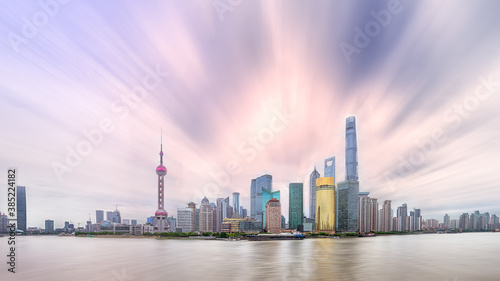 Panoramic view of  cityscapeand  city skyline with sunshine background, Pudong,Shanghai,China © rodho