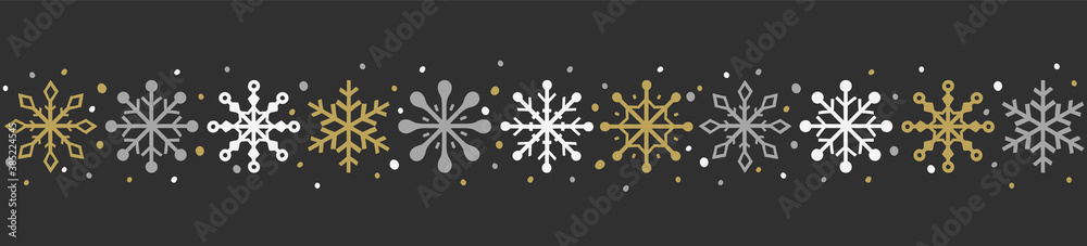 Fototapeta premium Christmas banner with festive snowflakes. Concept of Xmas decoration. Vector