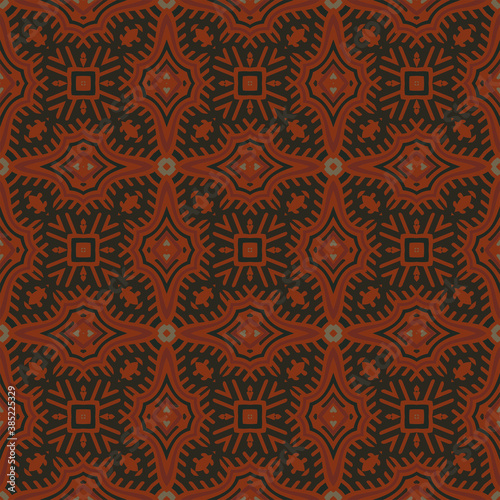 Creative color abstract geometric pattern in red brown, vector seamless, can be used for printing onto fabric, interior, design, textile, pillow, tiles, carpet.