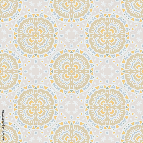 Creative color abstract geometric pattern in white yellow blue  vector seamless  can be used for printing onto fabric  interior  design  textile  pillow  tiles  carpet.