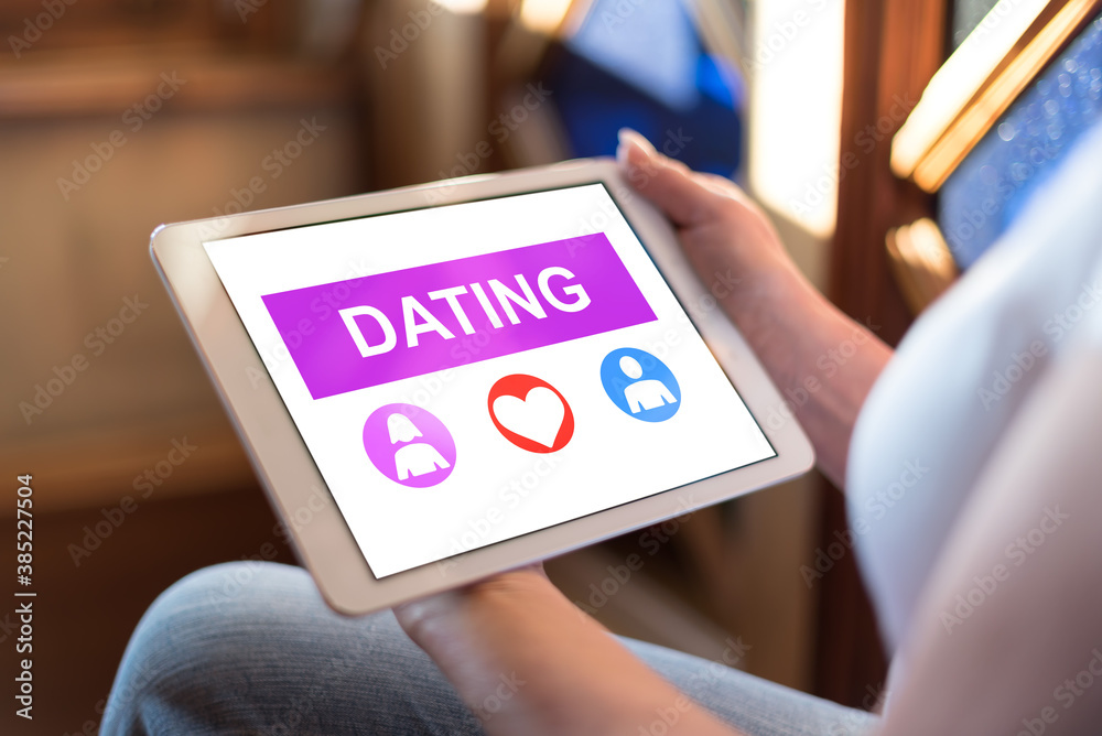 Online dating concept on a tablet