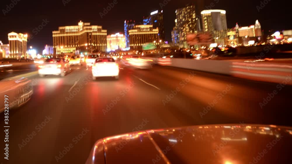 Las Vegas Strip Driving Time Lapse POV Vehicle Hyperlapse Shot in Nevada USA