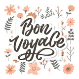 Bon Voyage Hand Lettering Vector Calligraphy Travel